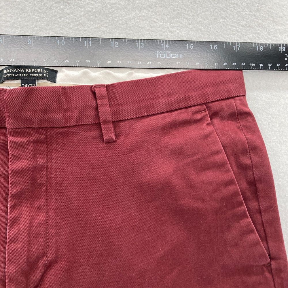 Banana Republic Mason Rapid Movement Chino Mens 34x32 Red Stretch Tapered Fit - Picture 7 of 13